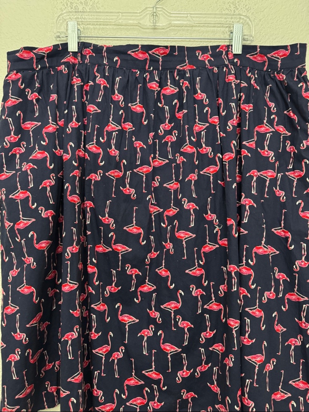 Modcloth Flamingo Print Skirt Navy Blue Size 2X Cotton Lined - Picture 2 of 12